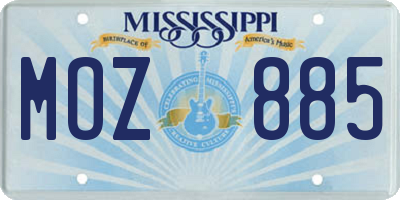 MS license plate MOZ885
