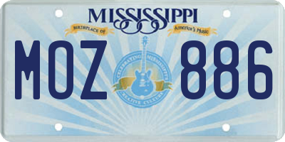MS license plate MOZ886