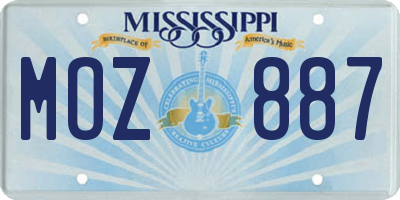 MS license plate MOZ887
