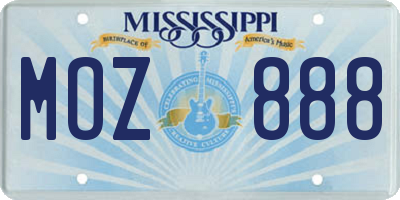 MS license plate MOZ888
