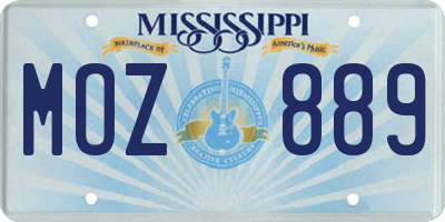 MS license plate MOZ889