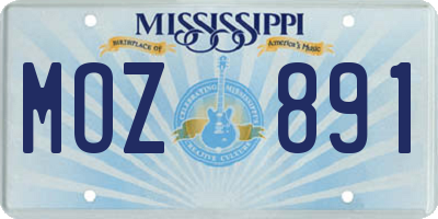 MS license plate MOZ891