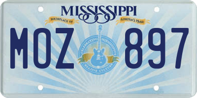 MS license plate MOZ897