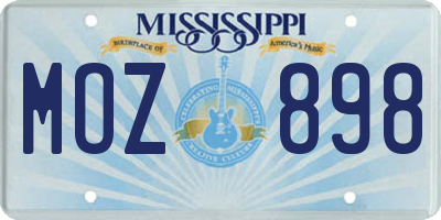MS license plate MOZ898