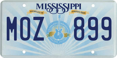 MS license plate MOZ899