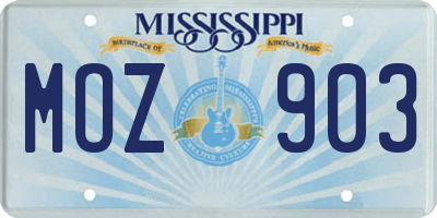 MS license plate MOZ903