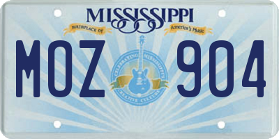 MS license plate MOZ904