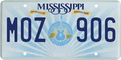 MS license plate MOZ906