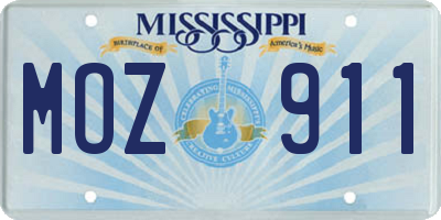 MS license plate MOZ911