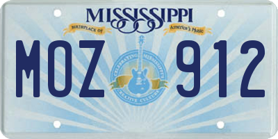 MS license plate MOZ912