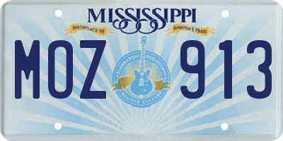 MS license plate MOZ913