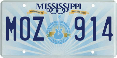 MS license plate MOZ914