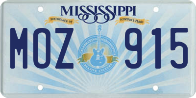 MS license plate MOZ915