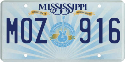 MS license plate MOZ916