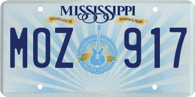 MS license plate MOZ917