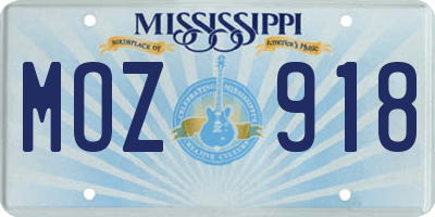 MS license plate MOZ918