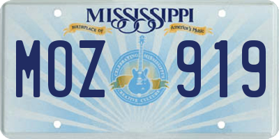 MS license plate MOZ919