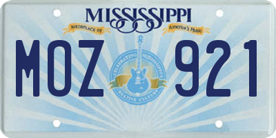 MS license plate MOZ921