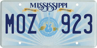 MS license plate MOZ923