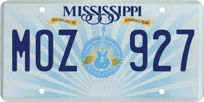 MS license plate MOZ927