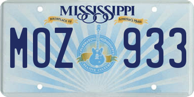 MS license plate MOZ933