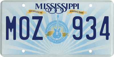 MS license plate MOZ934