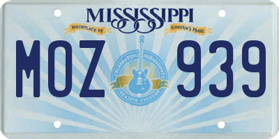 MS license plate MOZ939