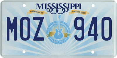MS license plate MOZ940