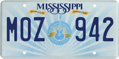 MS license plate MOZ942