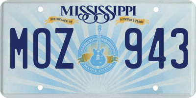 MS license plate MOZ943