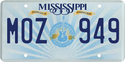 MS license plate MOZ949