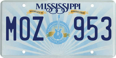 MS license plate MOZ953