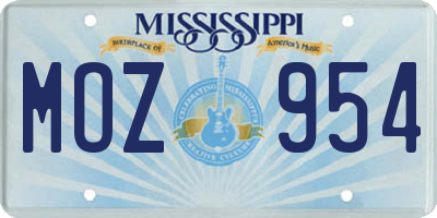 MS license plate MOZ954