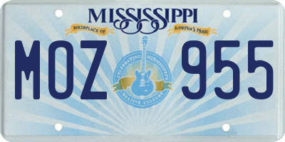 MS license plate MOZ955