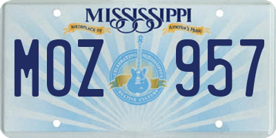 MS license plate MOZ957