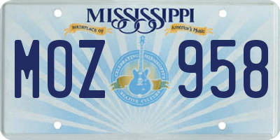 MS license plate MOZ958