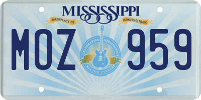 MS license plate MOZ959