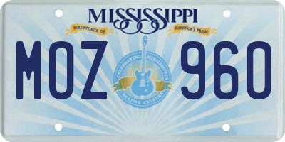 MS license plate MOZ960