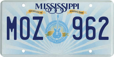 MS license plate MOZ962