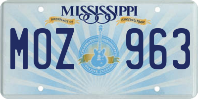 MS license plate MOZ963