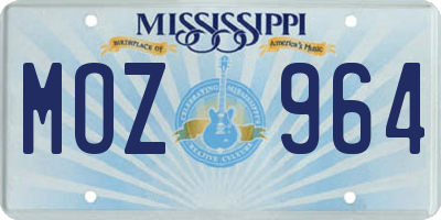 MS license plate MOZ964