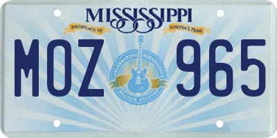 MS license plate MOZ965