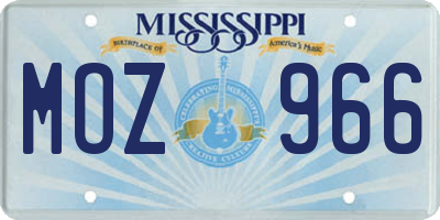 MS license plate MOZ966