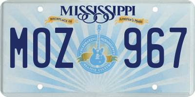MS license plate MOZ967