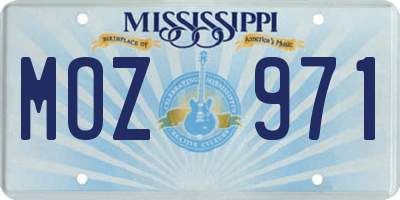 MS license plate MOZ971