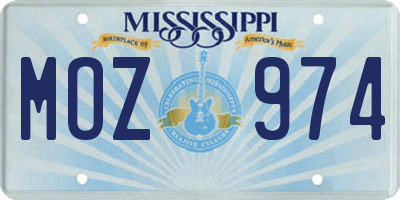 MS license plate MOZ974