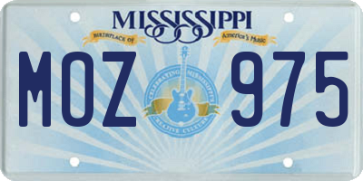 MS license plate MOZ975
