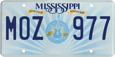MS license plate MOZ977