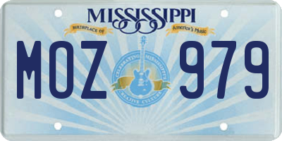 MS license plate MOZ979
