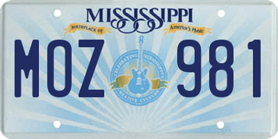 MS license plate MOZ981